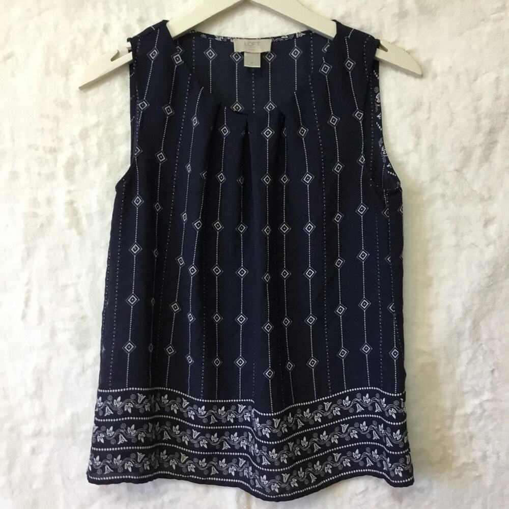 Loft Navy Pattern Sleeveless Top